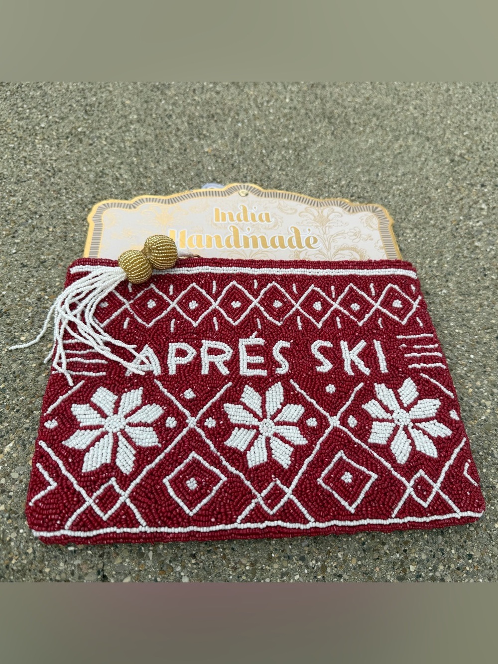 NWT Apres Ski large beaded pouch clutch purse